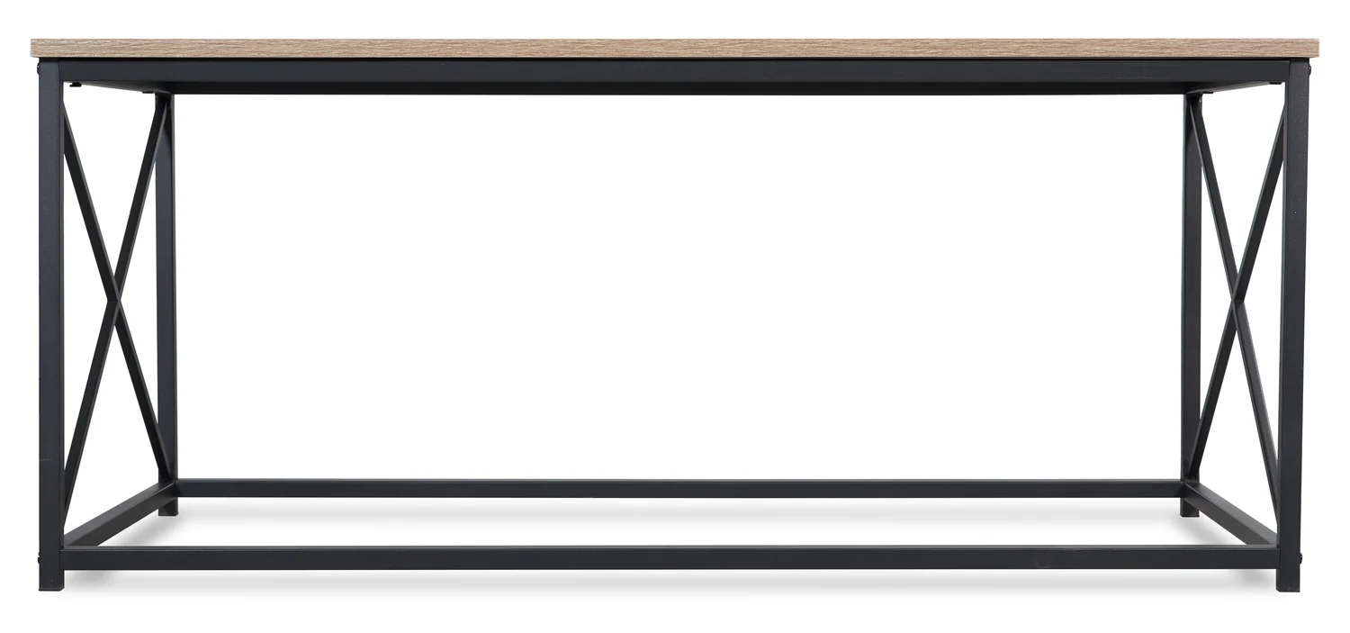 Kasey 42.25" Modern 3-Pack Coffee + 2 End Tables - Dark Taupe with Black Metal Base