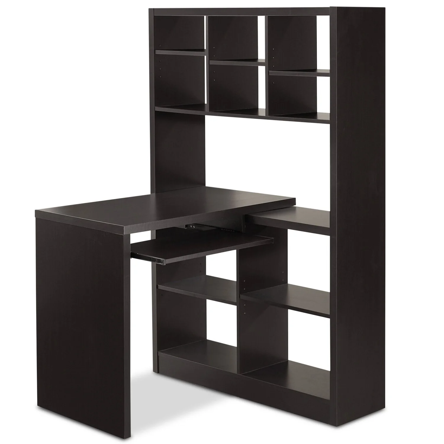 Mollie 35.5" Reversible Office Desk with Open Bookcase - Espresso