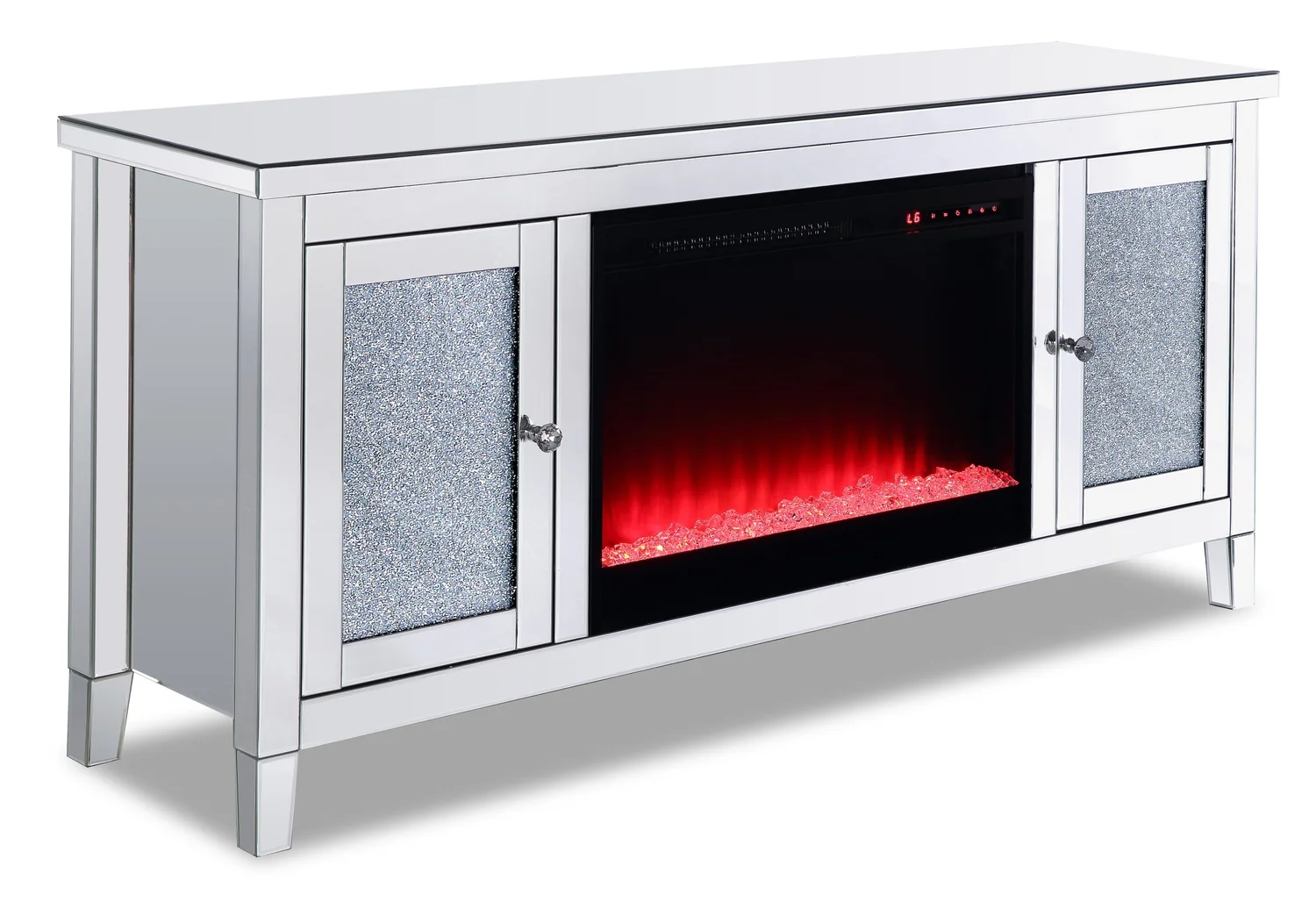 Margo 59" Glam Electric Fireplace TV Stand with Storage and Cable Management for TVs up to 65"- Silver