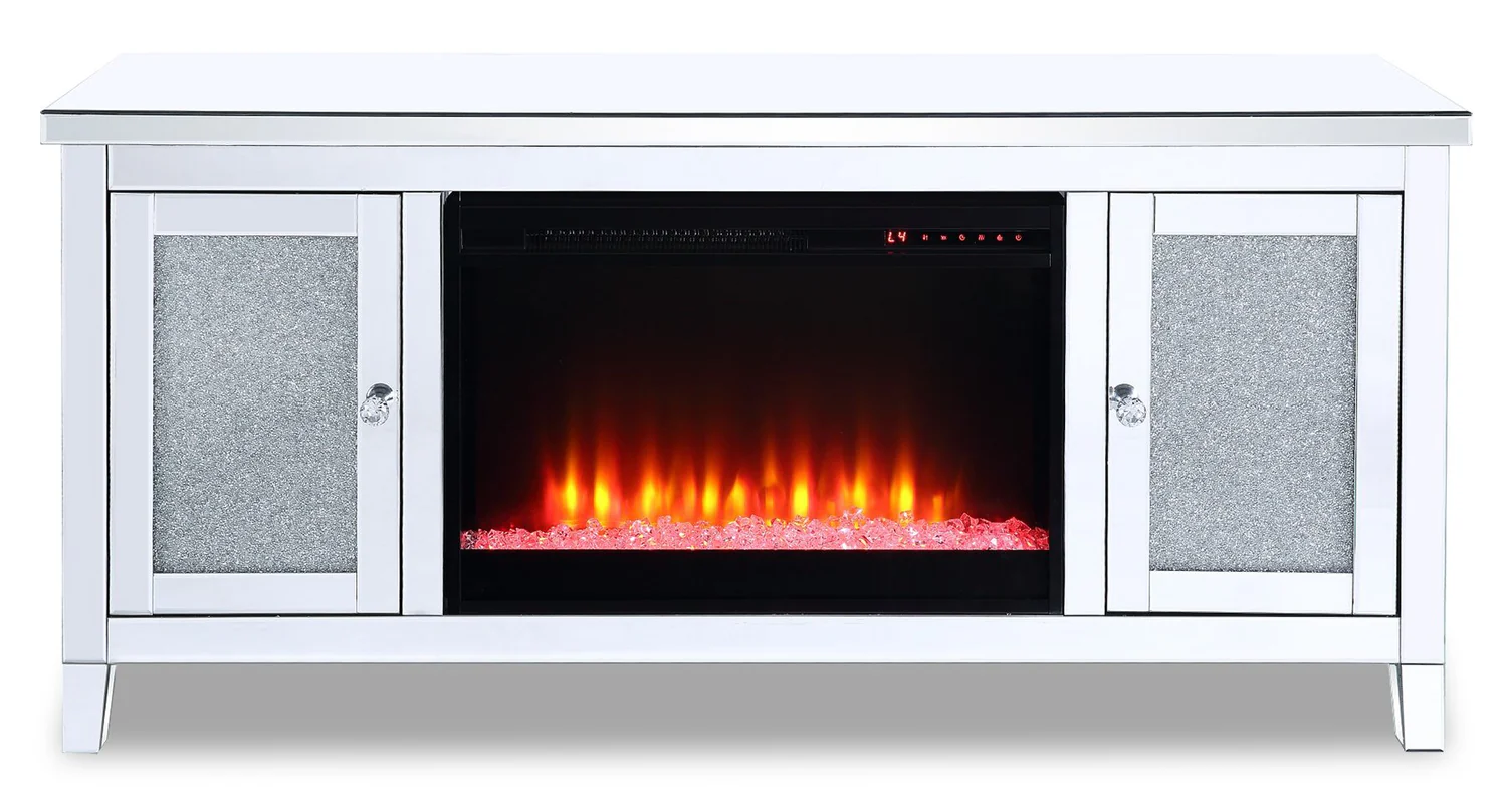 Margo 59" Glam Electric Fireplace TV Stand with Storage and Cable Management for TVs up to 65"- Silver