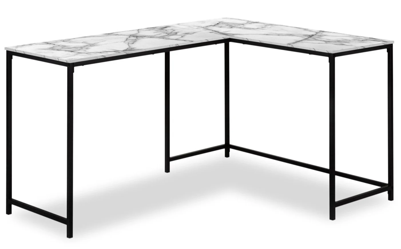 Karter 58.25" L-Shaped Corner Office Desk - White Marble-Look