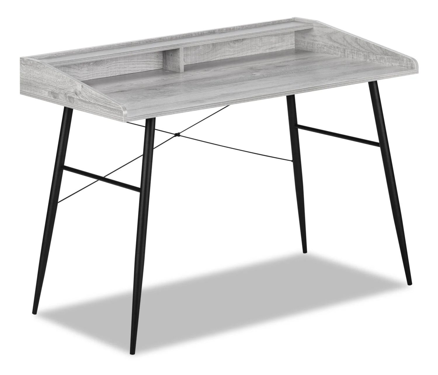 Jeremy 47.25" Office Desk with Small Hutch - Grey