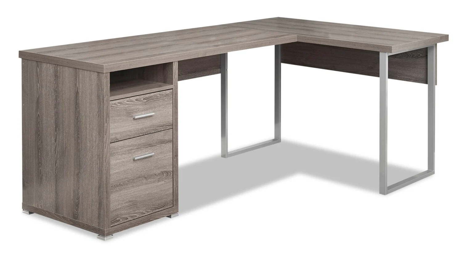 Pollie 78.75" Reversible L-Shaped Office Desk with 2-Drawers & Cubby- Dark Taupe
