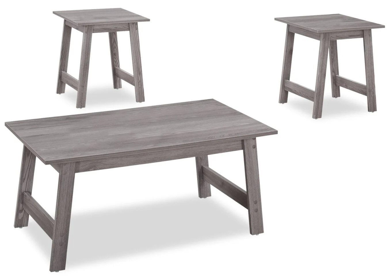 Jacey 36" Modern 3-Pack Coffee + 2 End Tables - Grey