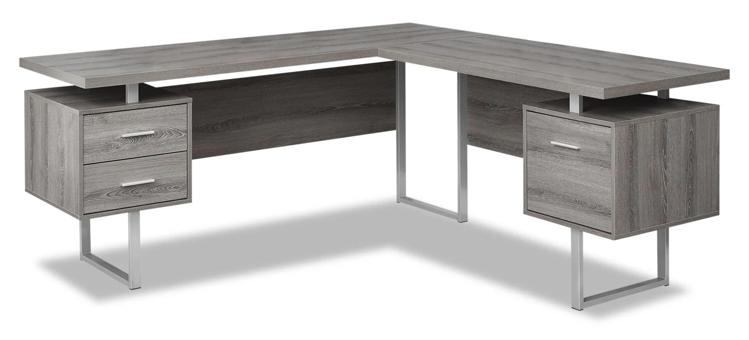 Marnie Reversible 71" L-Shaped Corner Office Desk with 3-Drawers - Dark Taupe