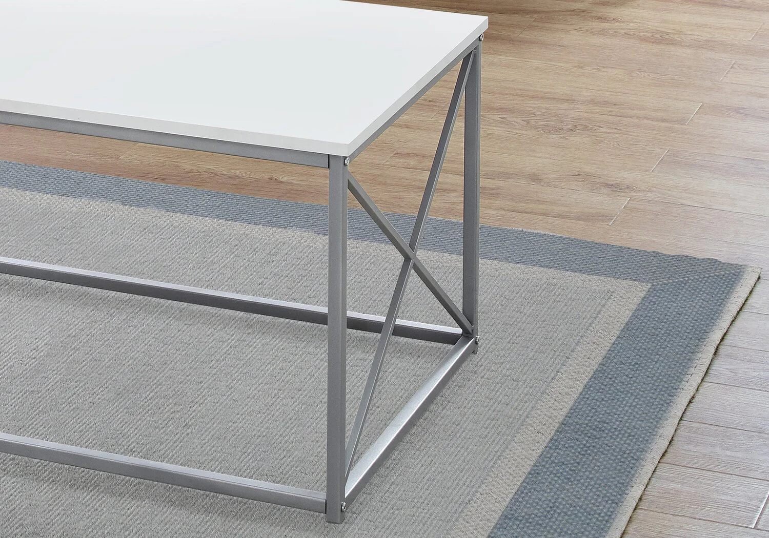 Kasey 42.25" Modern 3-Pack Coffee + 2 End Tables - White with Grey Metal Base