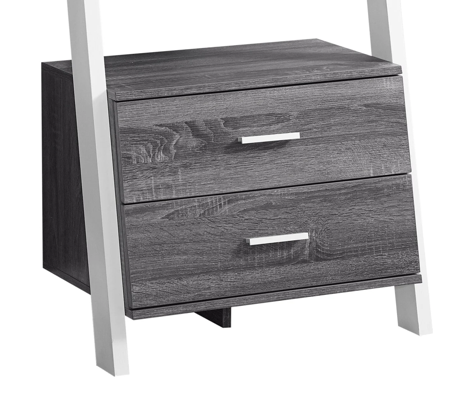 Ronan 25.5" Ladder Bookcase with Open Shelves & 2-Drawers - Grey & White