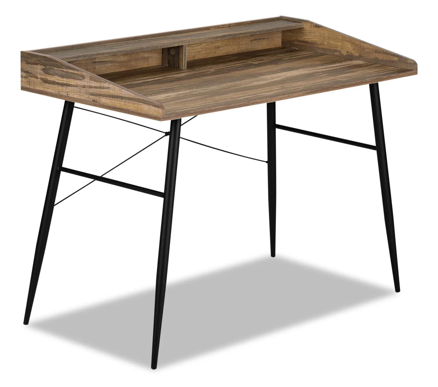 Jeremy 47.25" Office Desk with Small Hutch - Brown