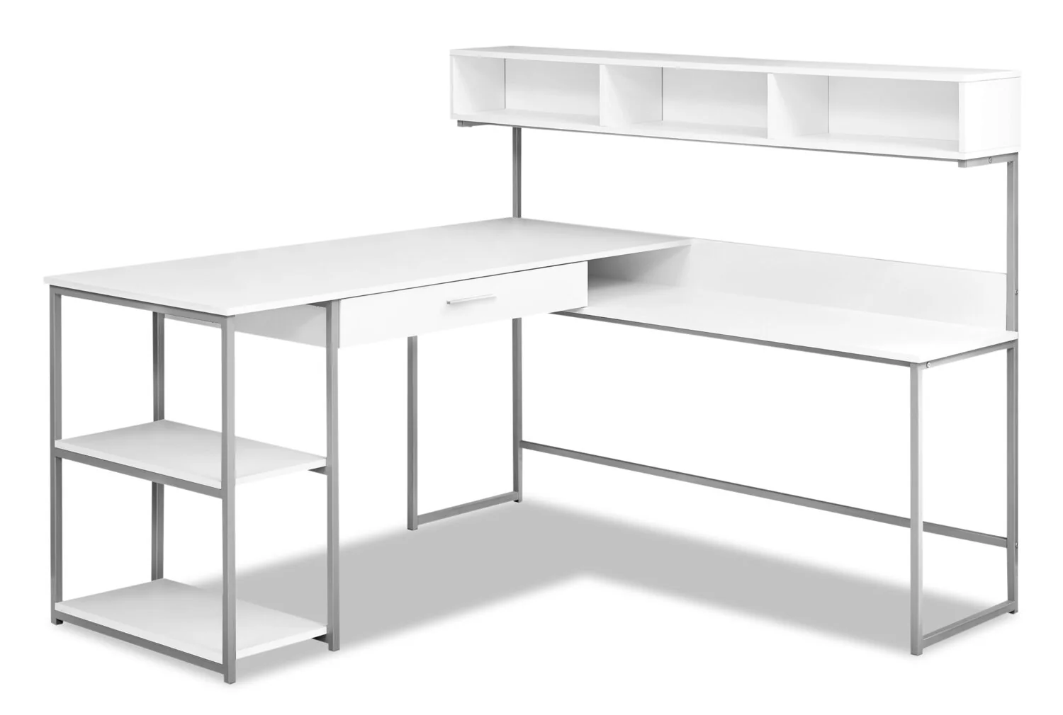 Oaklee 59" L-Shaped Corner Office Desk with Hutch - White