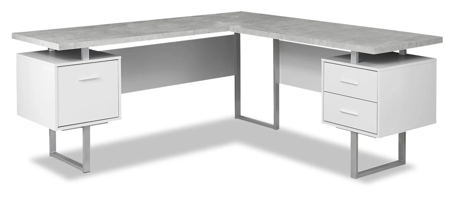 Marnie Reversible 71" L-Shaped Corner Office Desk with 3-Drawers - White
