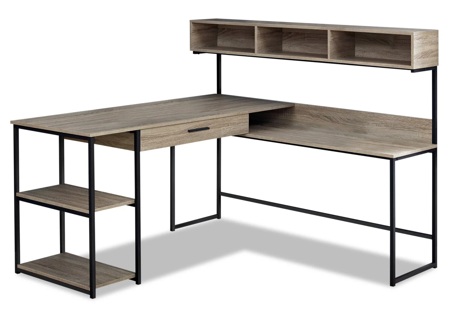 Oaklee 59" L-Shaped Corner Office Desk with Hutch - Dark Taupe