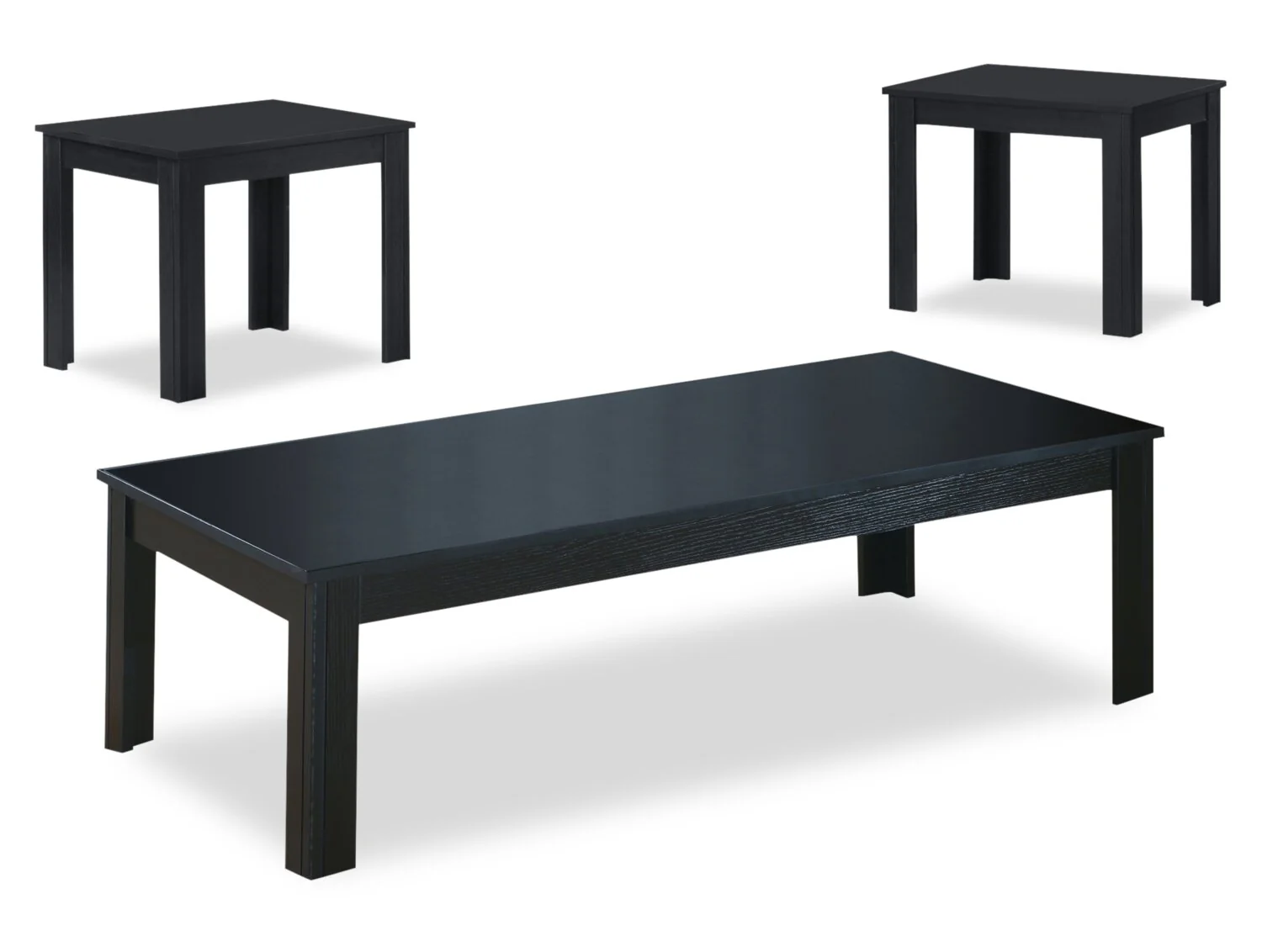 Kiana 44" Modern 3-Pack Coffee + 2 End Tables - Black