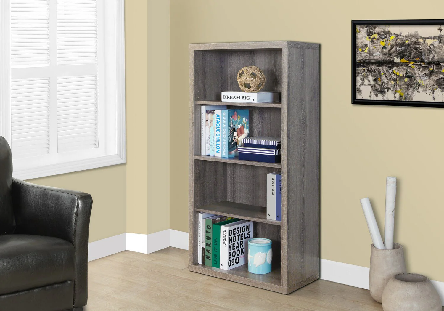 1685-slade-23-75-4-shelf-bookcase-dark-taupe-3.webp Slade 23.75" 4-Shelf Bookcase - Dark Taupe