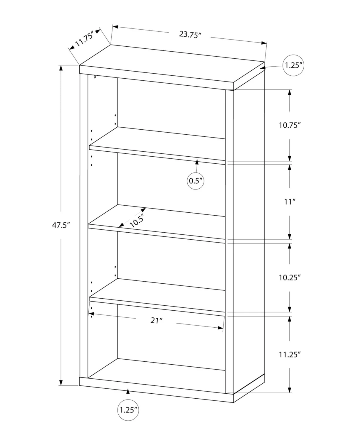 1685-slade-23-75-4-shelf-bookcase-dark-taupe-4.webp Slade 23.75" 4-Shelf Bookcase - Dark Taupe