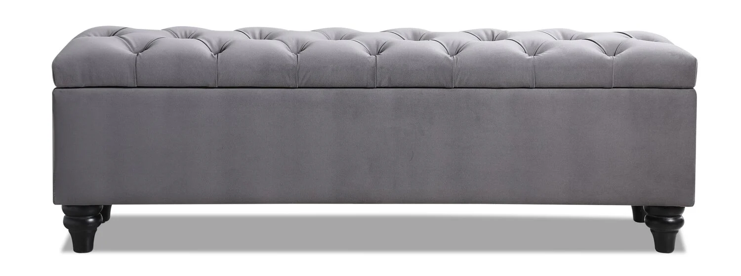 Sage 57" Storage Bench - Grey Velvet