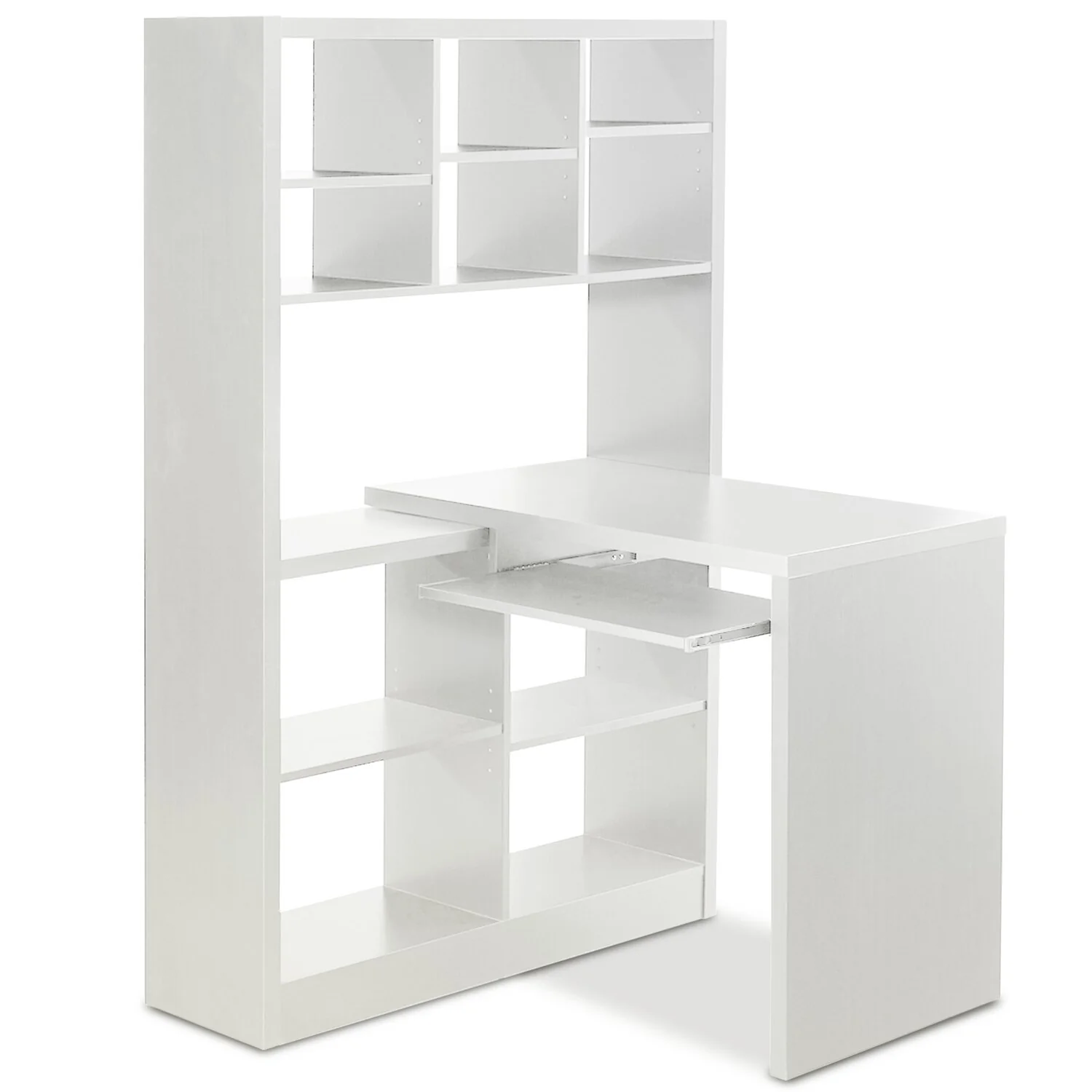 Mollie 35.5" Reversible Office Desk with Open Bookcase - White