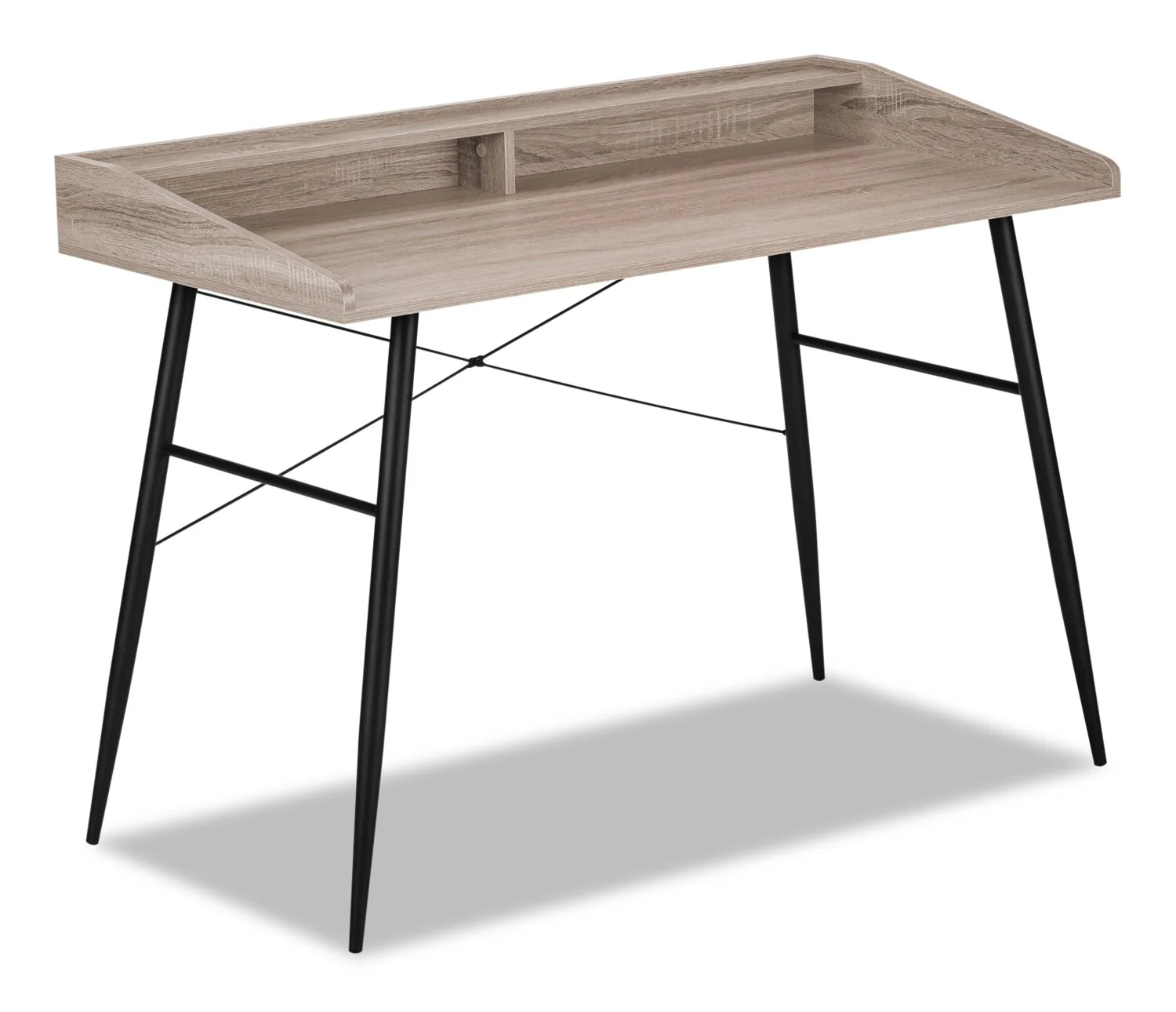 Jeremy 47.25" Office Desk with Small Hutch - Taupe