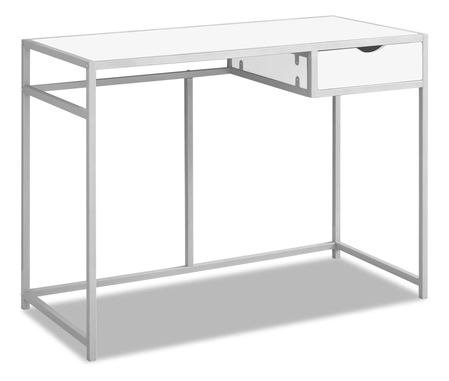 1695-everly-42-25-office-desk-with-drawer-white-silver-1.webp Everly 42.25" Office Desk with Drawer - White/Silver