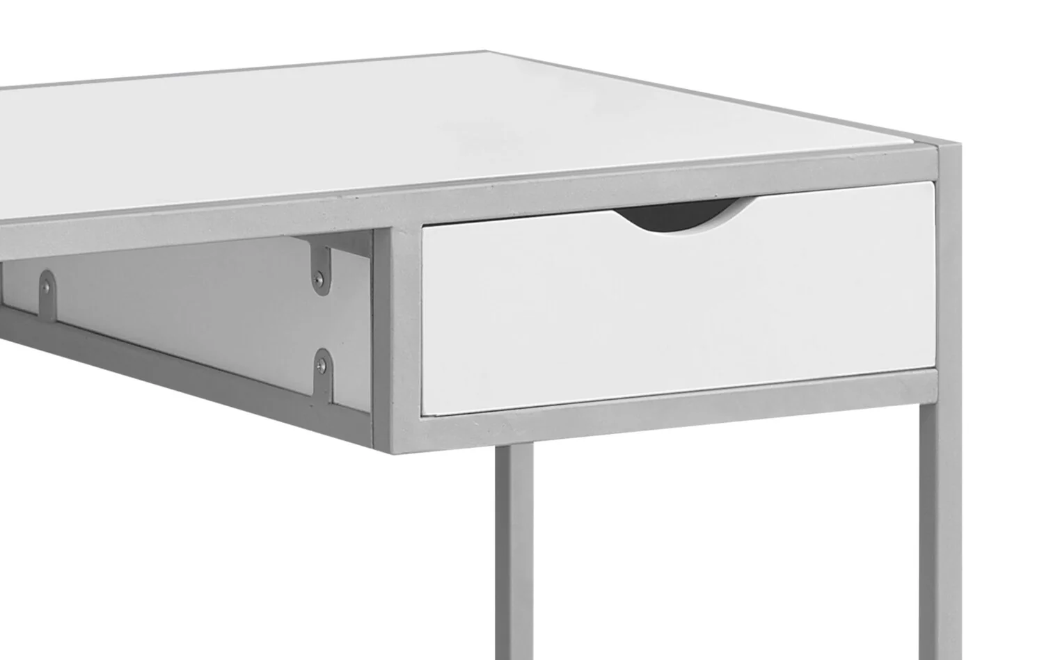 1695-everly-42-25-office-desk-with-drawer-white-silver-2.webp Everly 42.25" Office Desk with Drawer - White/Silver