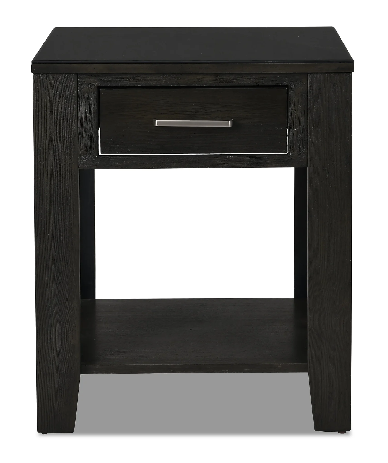 Landon 20" Modern End Table with Storage and Shelf - Dark Brown with USB