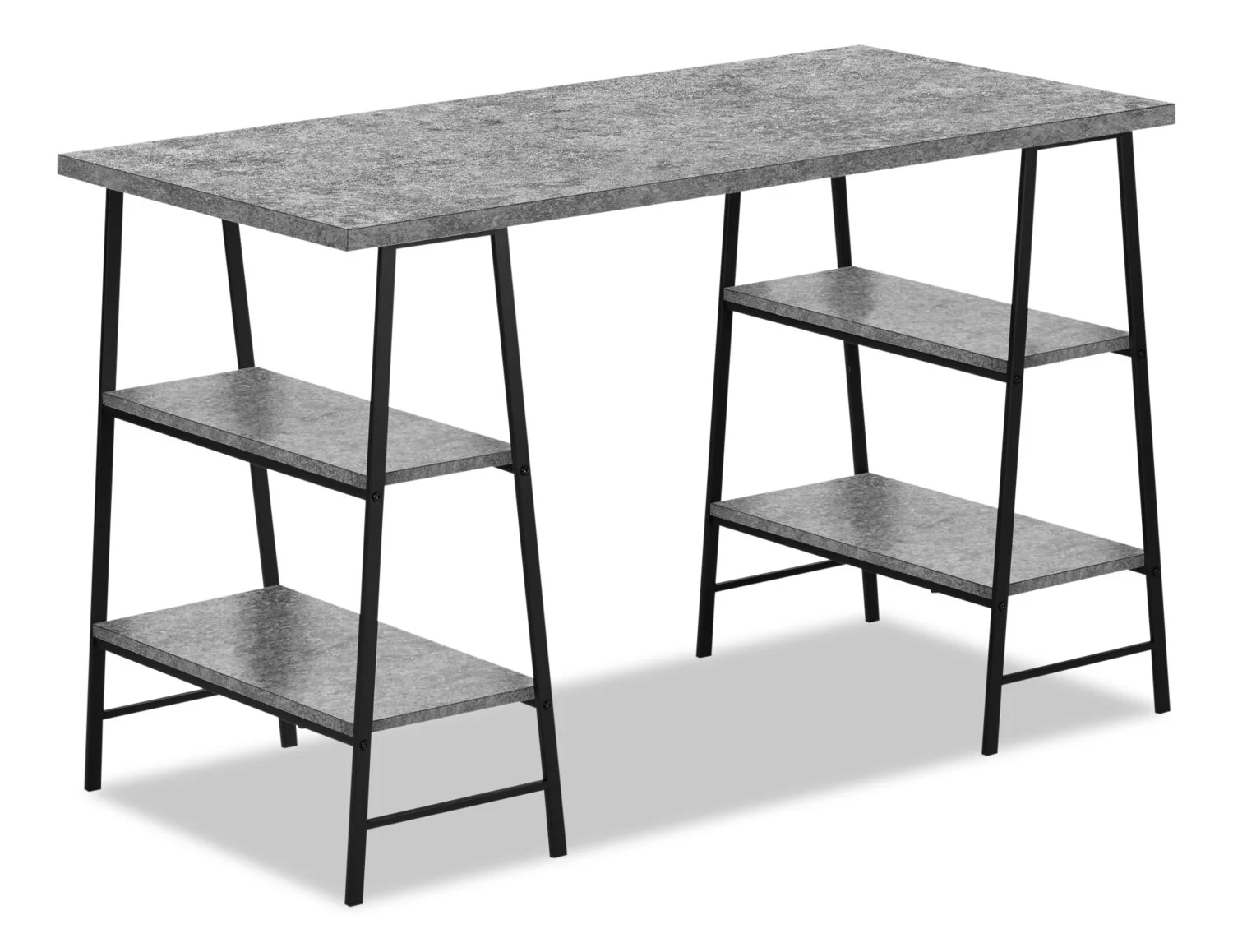 Jonnie 47.25" Office Desk with Sawhorse-style Legs - Grey Stone-Look