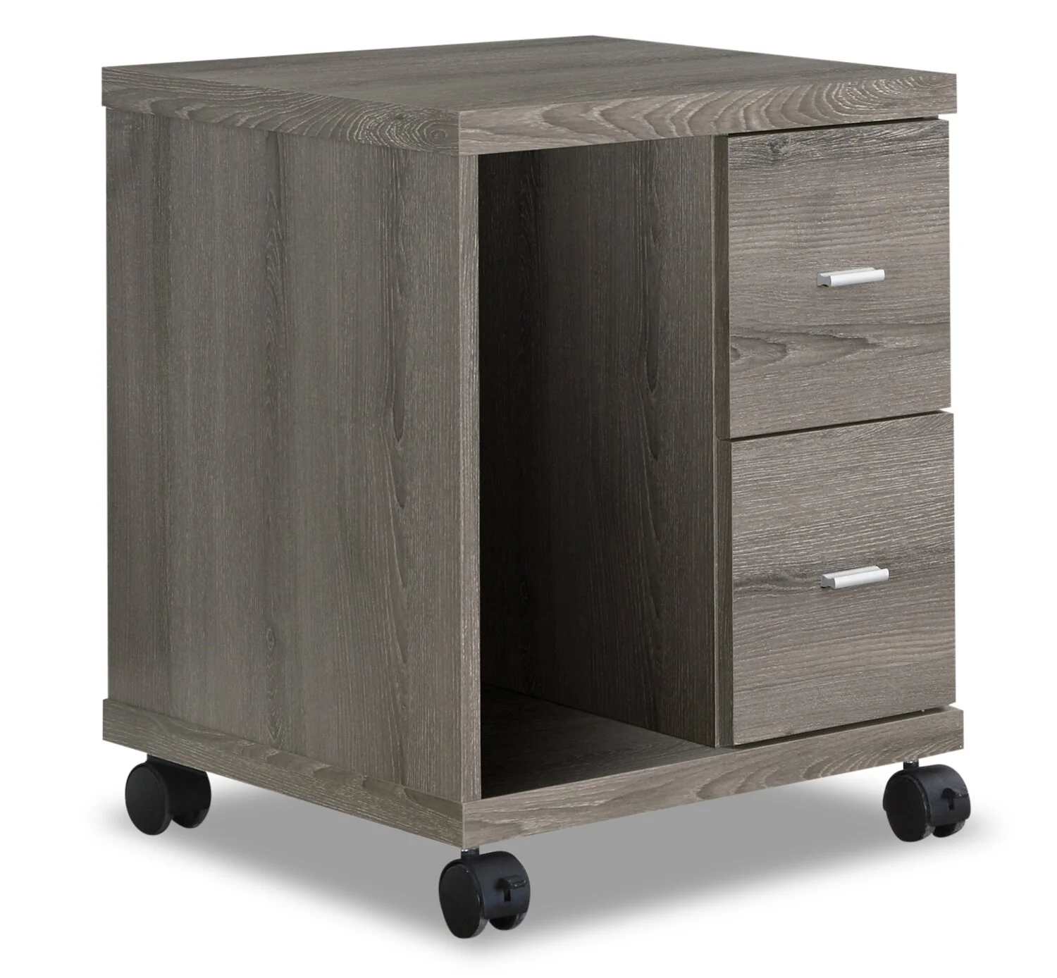 Willis 17.75" Filing Cabinet with 2-Drawers & Open Storage on Casters - Dark Taupe