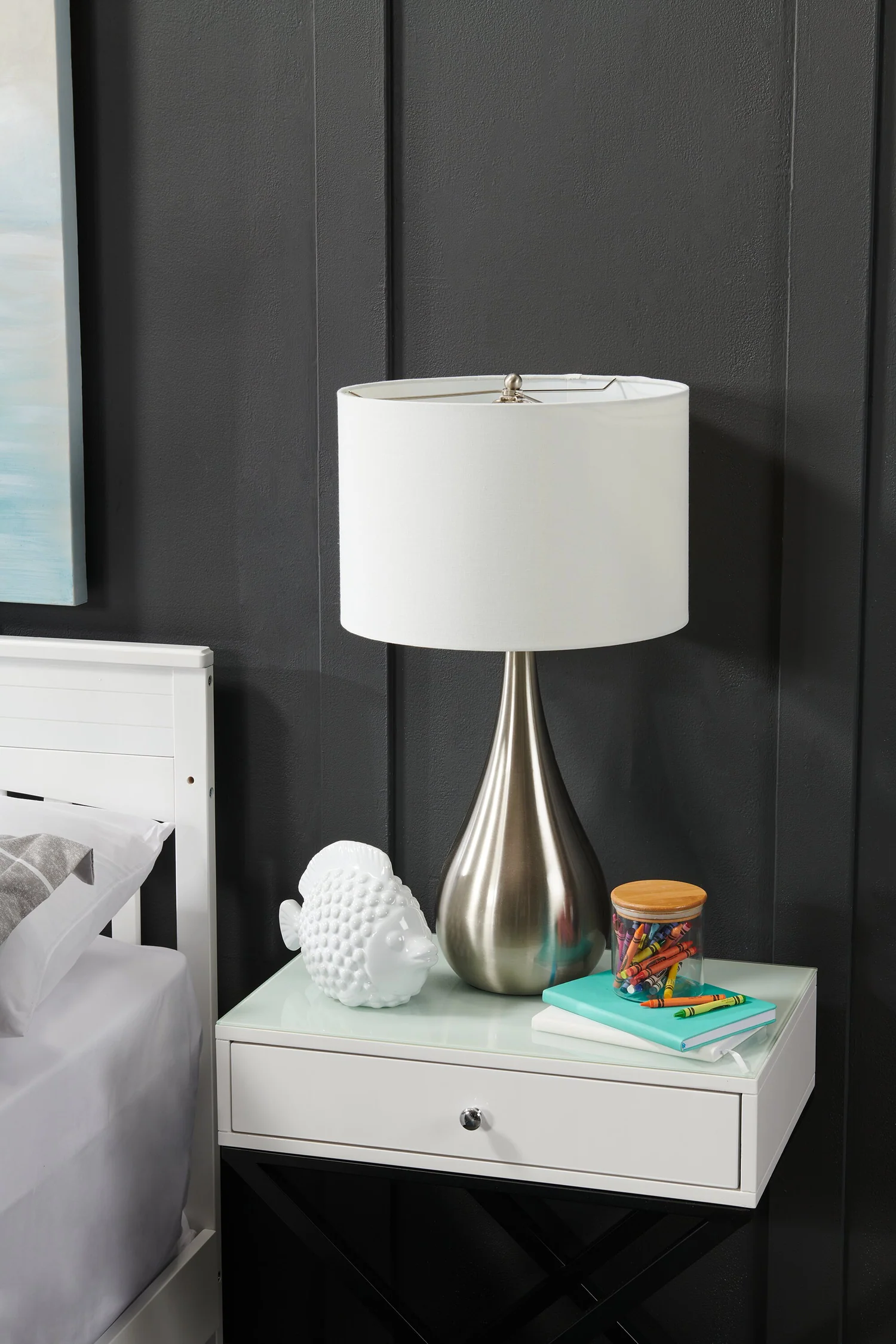 Audrey 21.75" Brushed Steel Teardrop Table Lamp