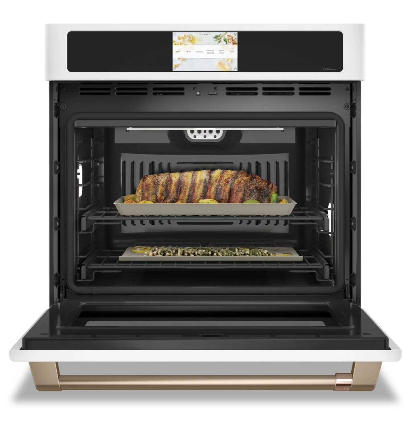 Cafe 30" 5 Cu. Ft. Electric Wall Oven with True European Convection with Self Clean Racks - Matte White - CTS90DP4NW2