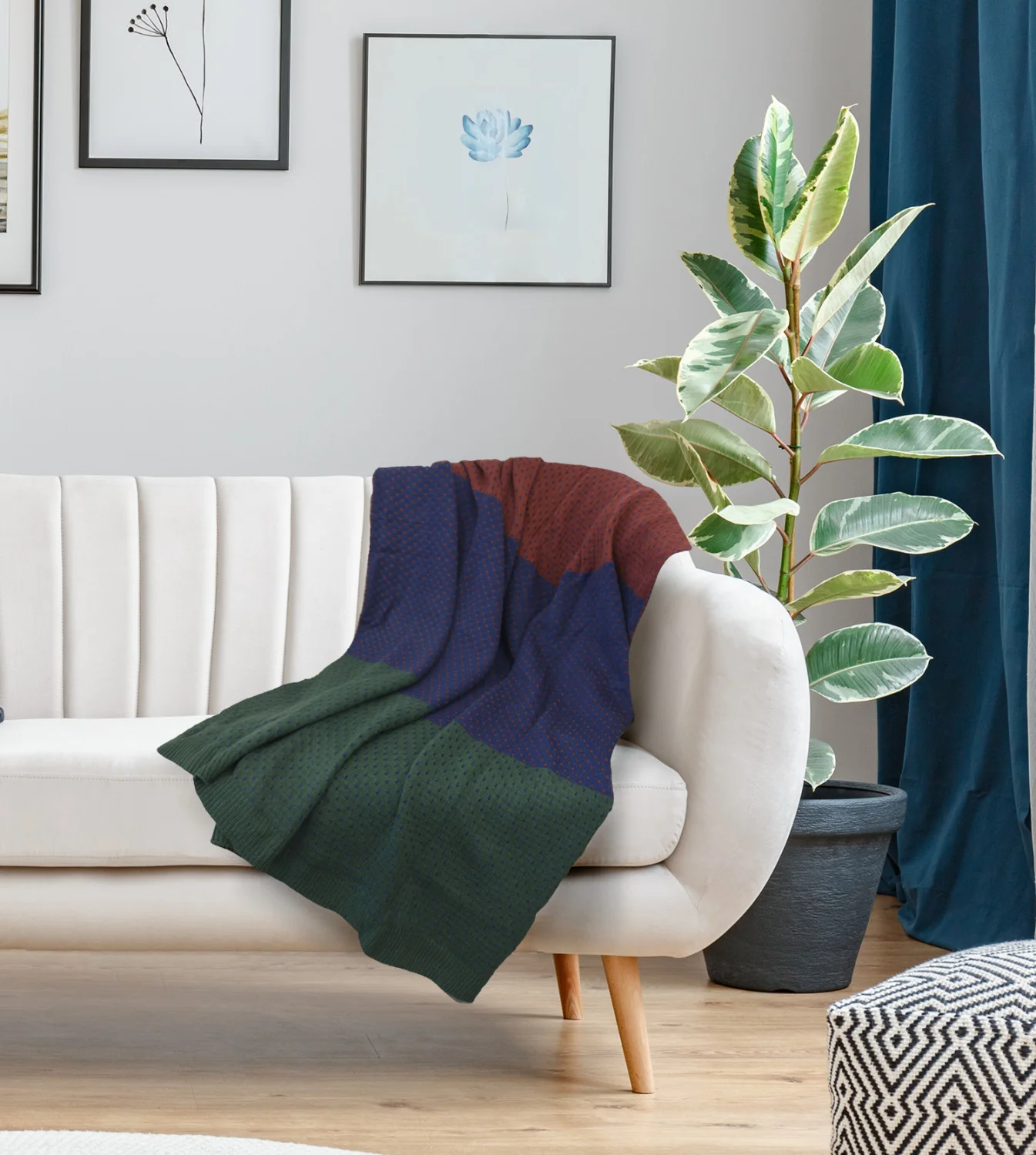 Anadia Throw 50x60" Blue/burgundy