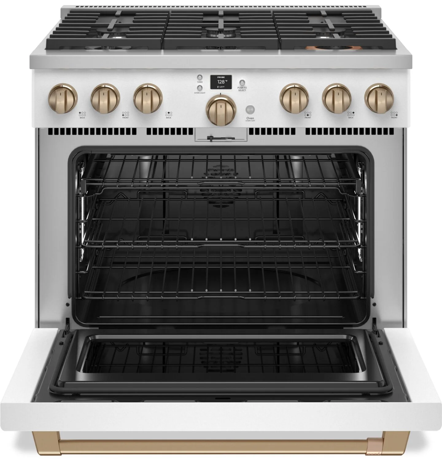 Cafe 5.7 Cu. Ft. Smart Dual Fuel Range with True European Convection and Self Clean Racks - Matte White - C2Y366P4TW2