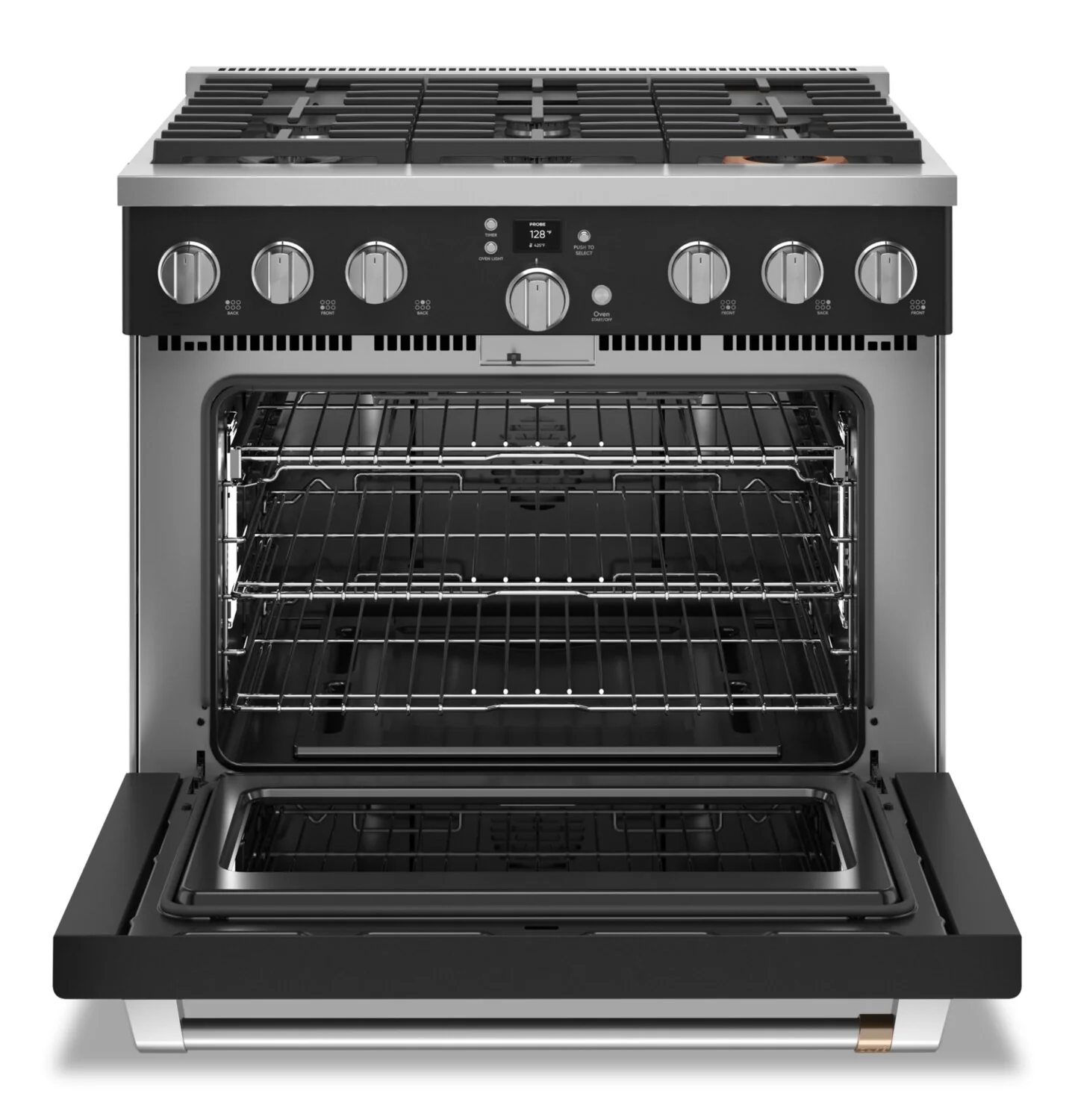 Cafe 6.2 Cu. Ft. Smart Gas Range with True European Convection and Self Clean Racks - Matte Black - CGY366P3TD1
