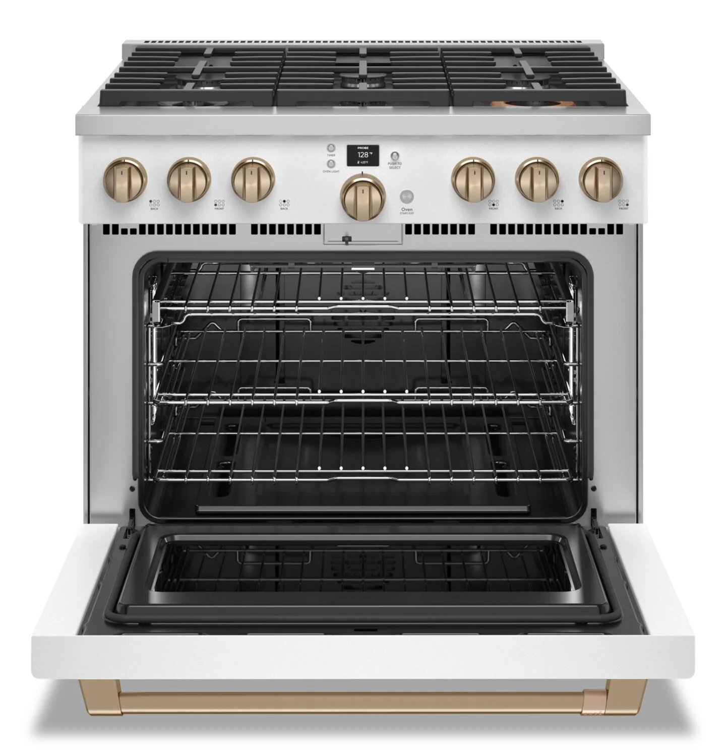Cafe 6.2 Cu. Ft. Smart Gas Range with True European Convection and Self Clean Racks - Matte White - CGY366P4TW2