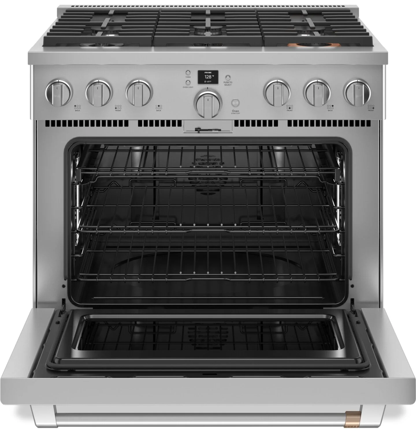 Cafe 5.7 Cu. Ft. Smart Dual Fuel Range with True European Convection and Self Clean Racks - Stainless Steel - C2Y366P2TS1