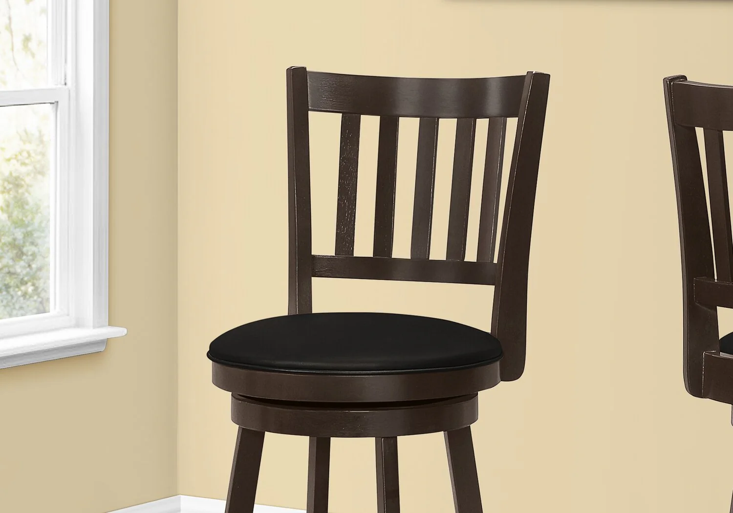 Rory Barstool with Swivel Seat, Vegan Leather Fabric - Brown