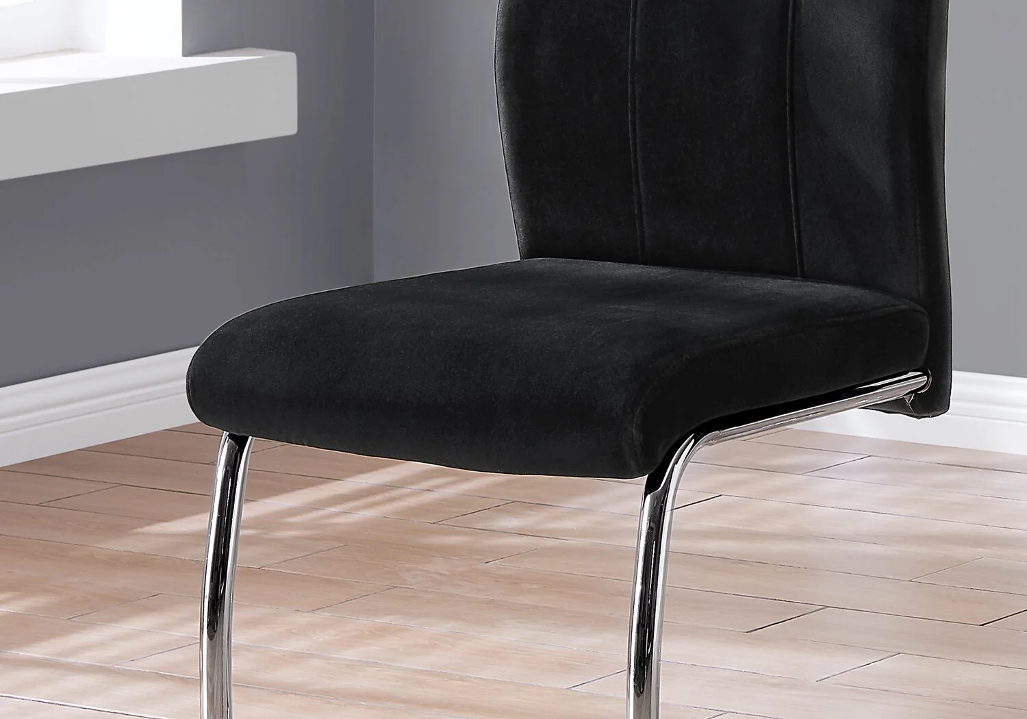 Ross Dining Chair with Velvet-Look Fabric, Metal - Black