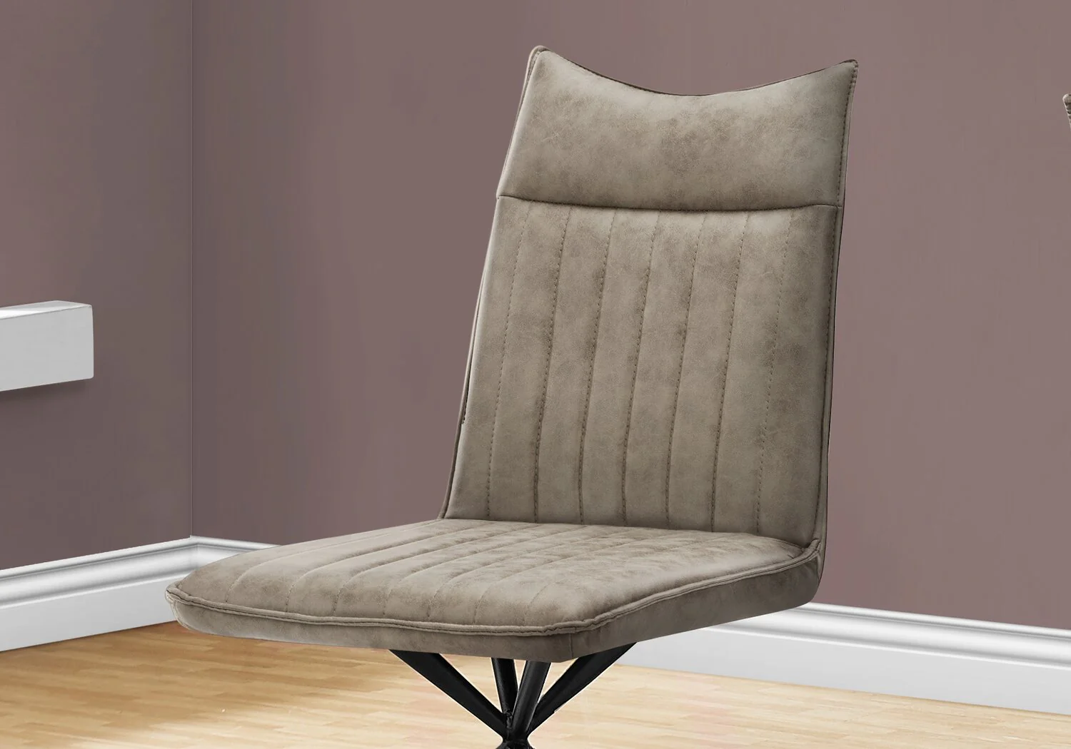 Ravi Dining Chair with Vegan-Leather Fabric, Metal - Taupe