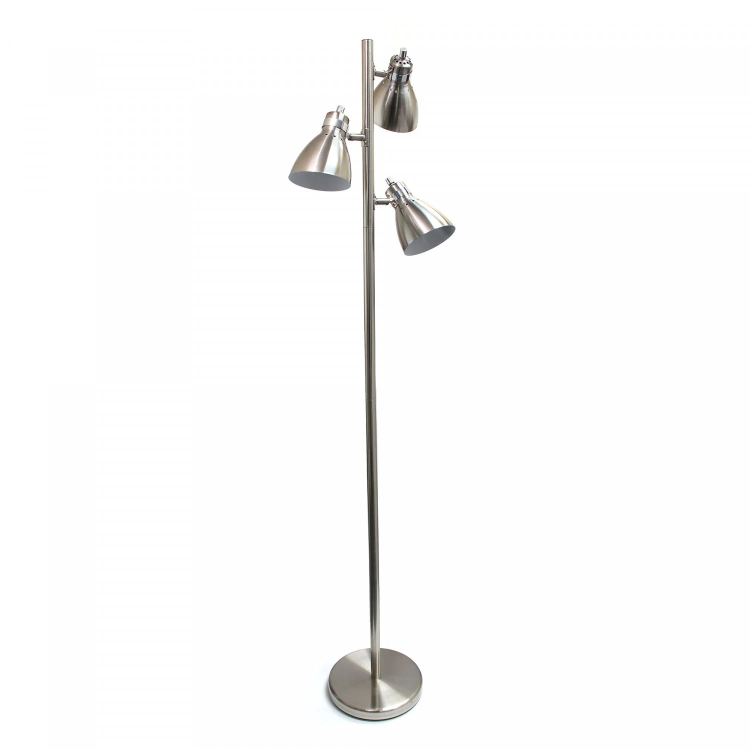 Simple Designs Metal  3-light Tree Floor Lamp, Brushed Nickel Finish