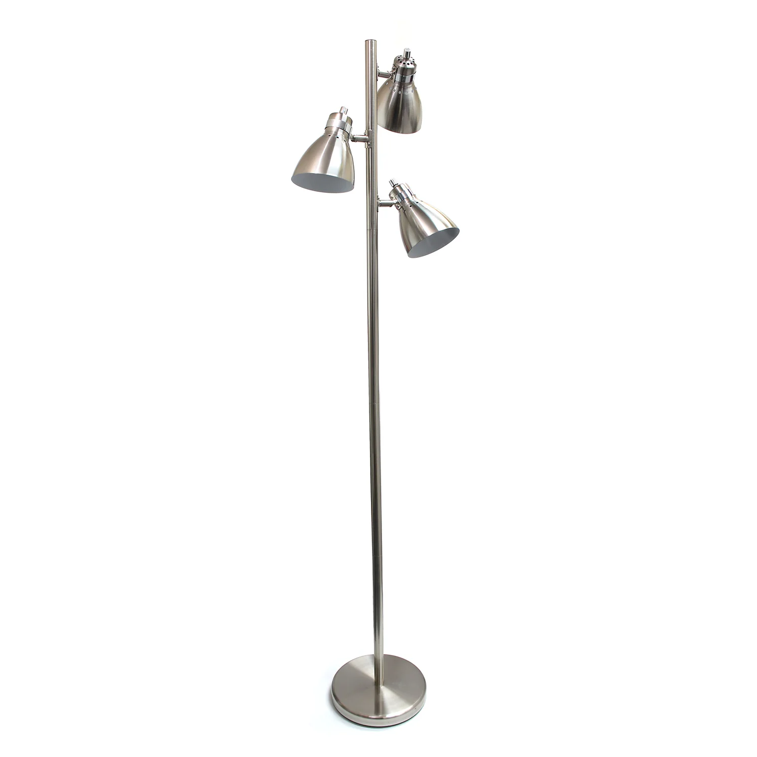 Simple Designs Metal  3-light Tree Floor Lamp, Brushed Nickel Finish