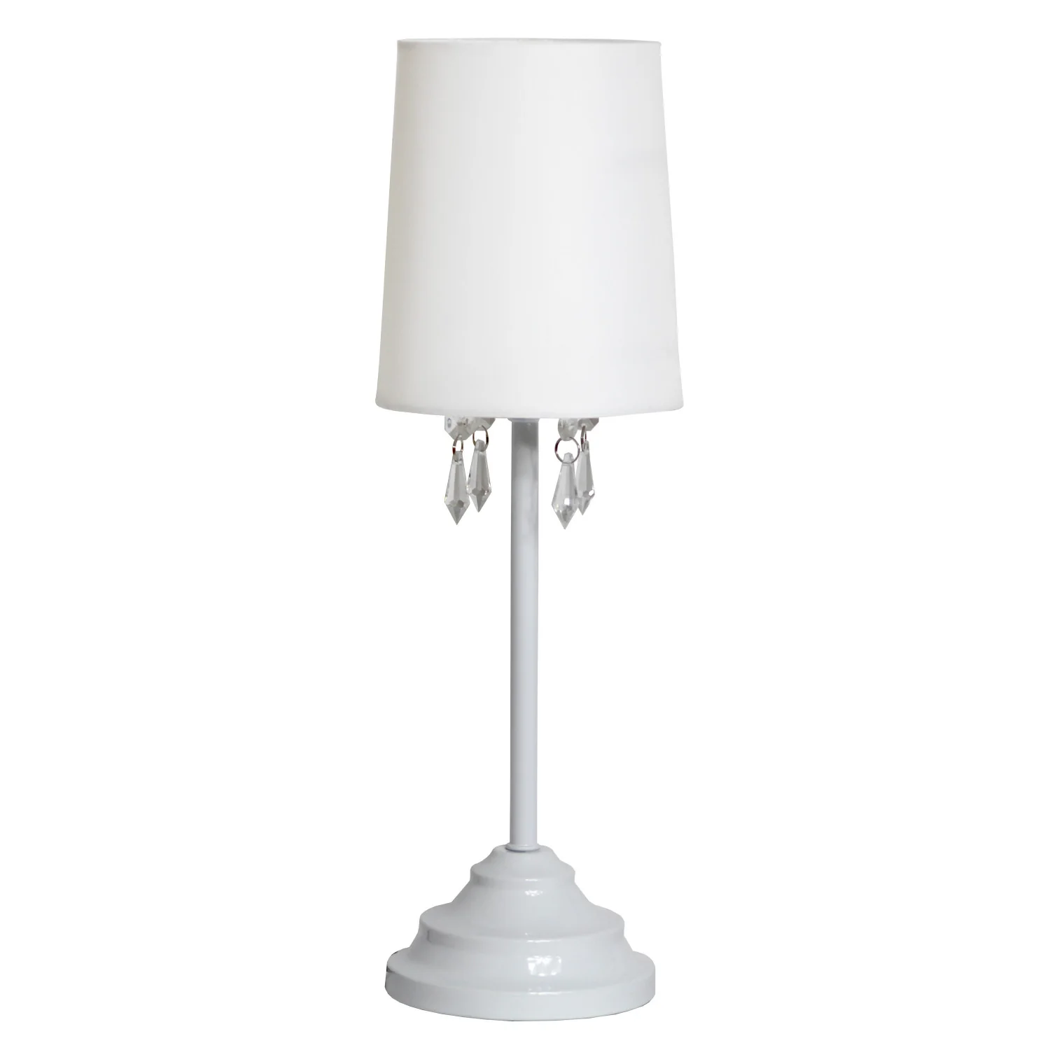 Simple Designs 		Table Lamp with Fabric Shade And Hanging Acrylic Beads