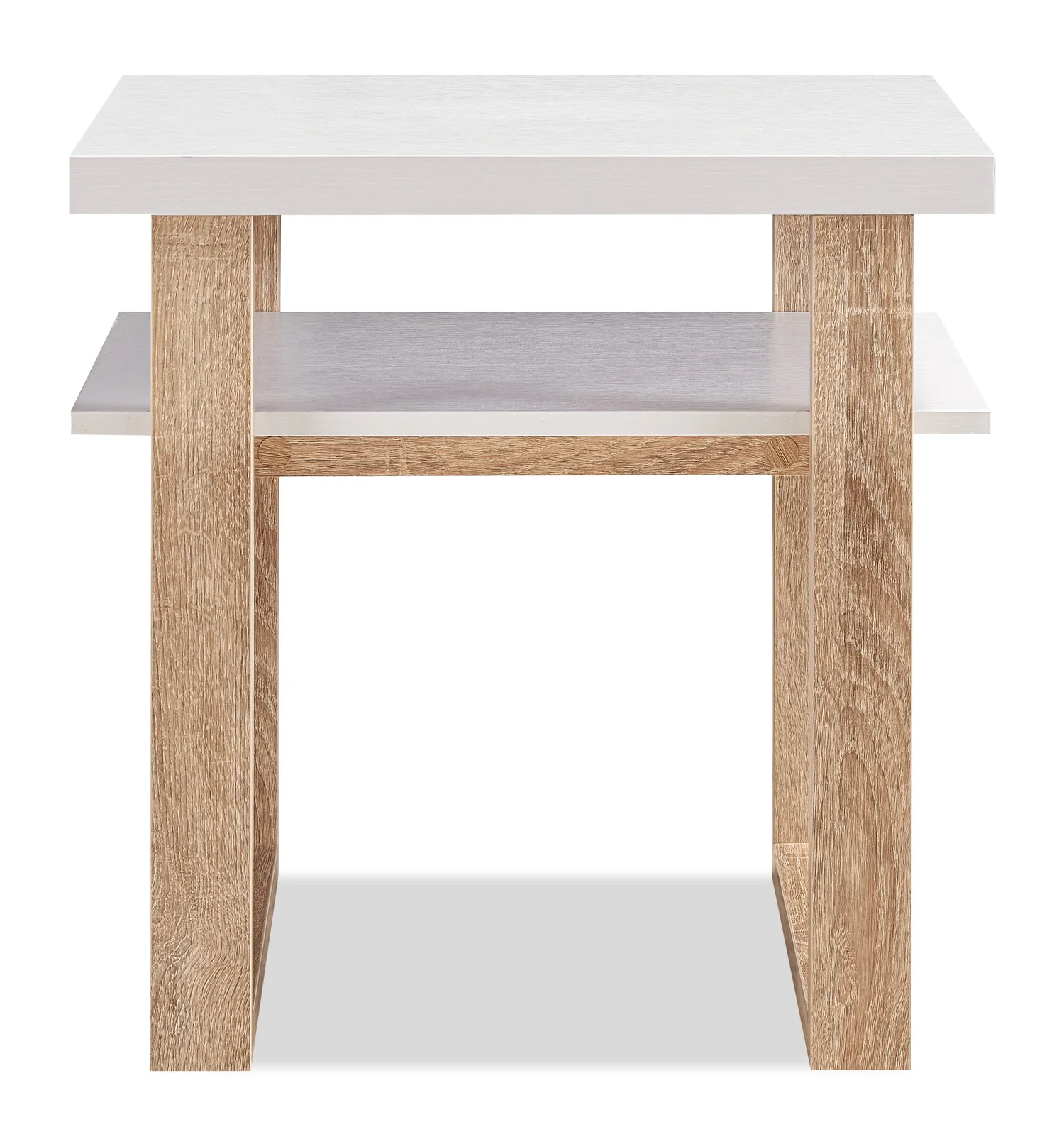 Izaac 22" Modern End Table with Shelf - White and Brown
