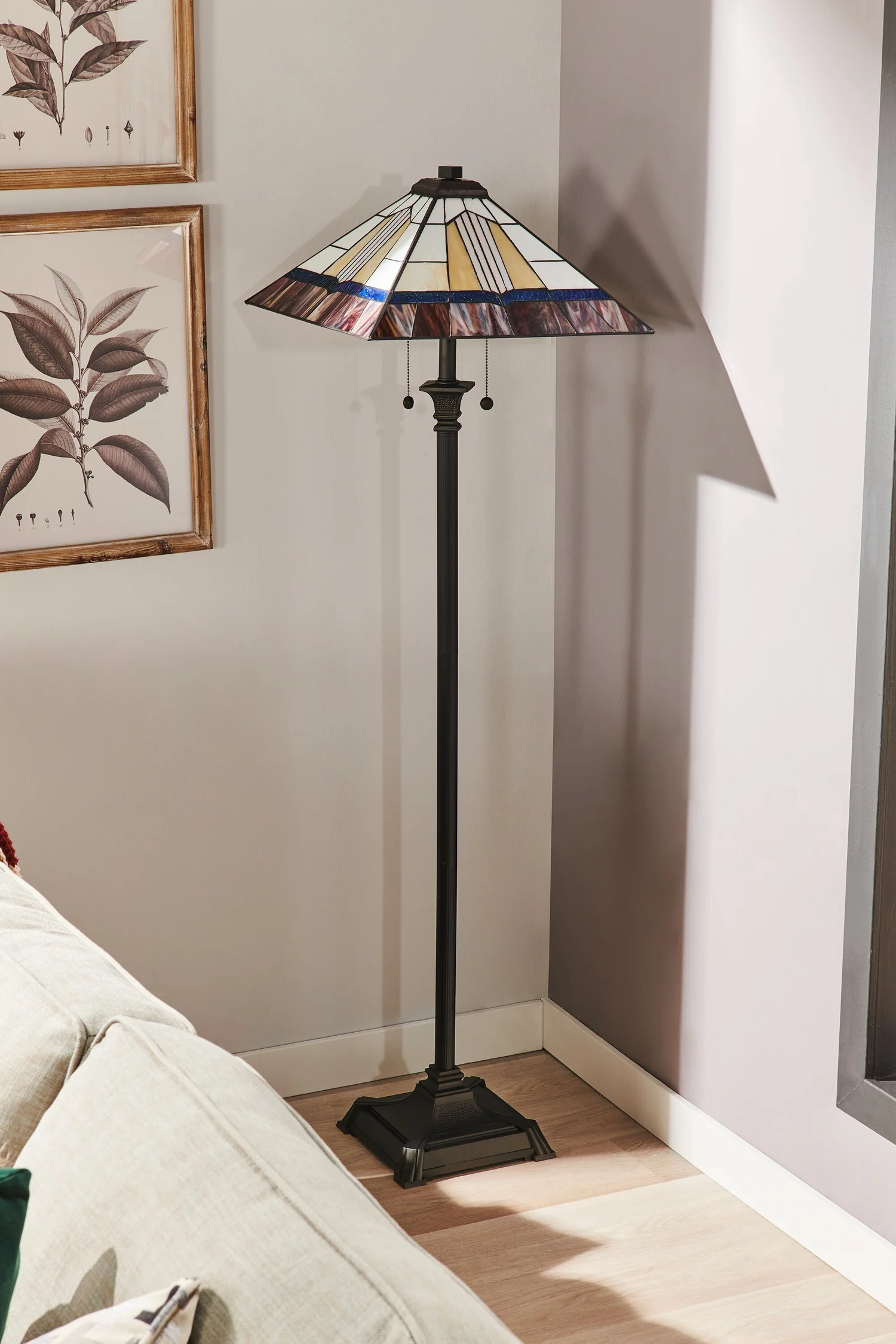 Walter 62" Tiffany Style Hand-Blown Glass Floor Lamp