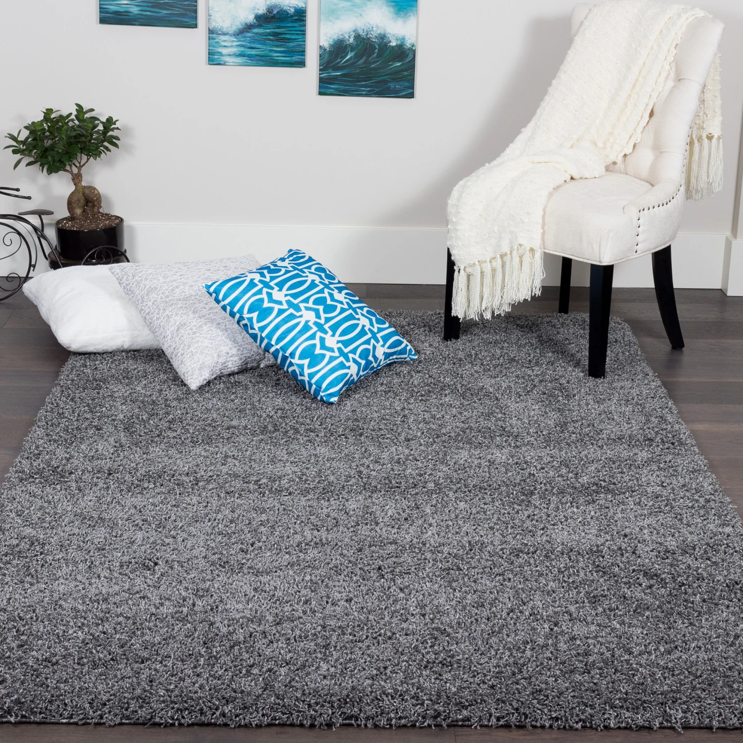 Victoria Grey Shag 3 x 5 Area Rug