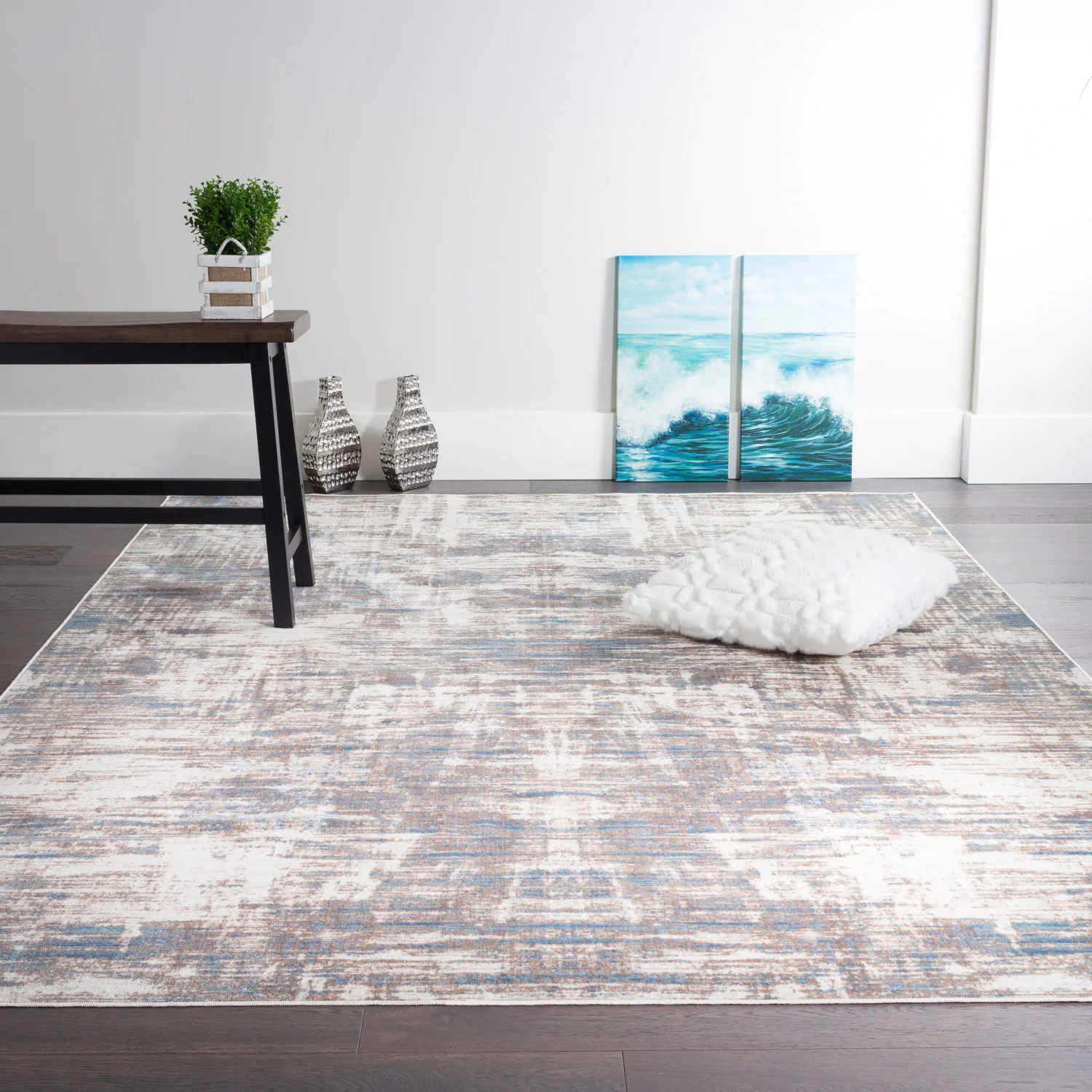 Shi Abstract Blue 4x6 Area Rug