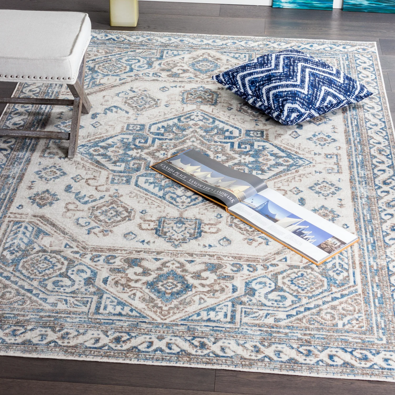 Shi Vin Blue 3x5 Area Rug