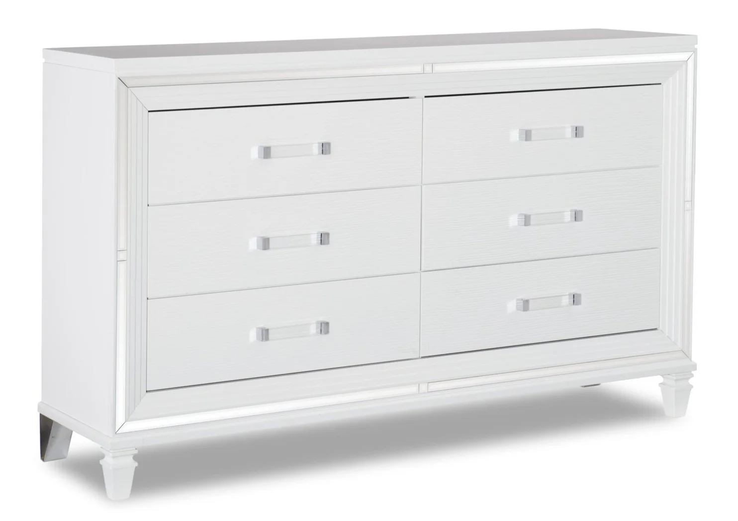 Max Bedroom 6-Drawer Dresser, 66"W x 41"H, Glam - White