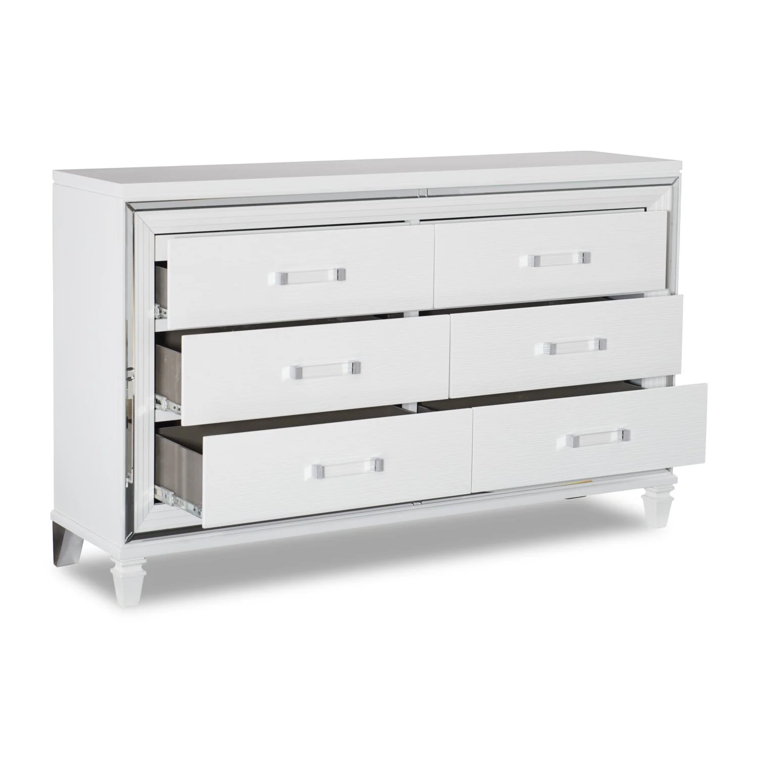 Max Bedroom 6-Drawer Dresser, 66"W x 41"H, Glam - White