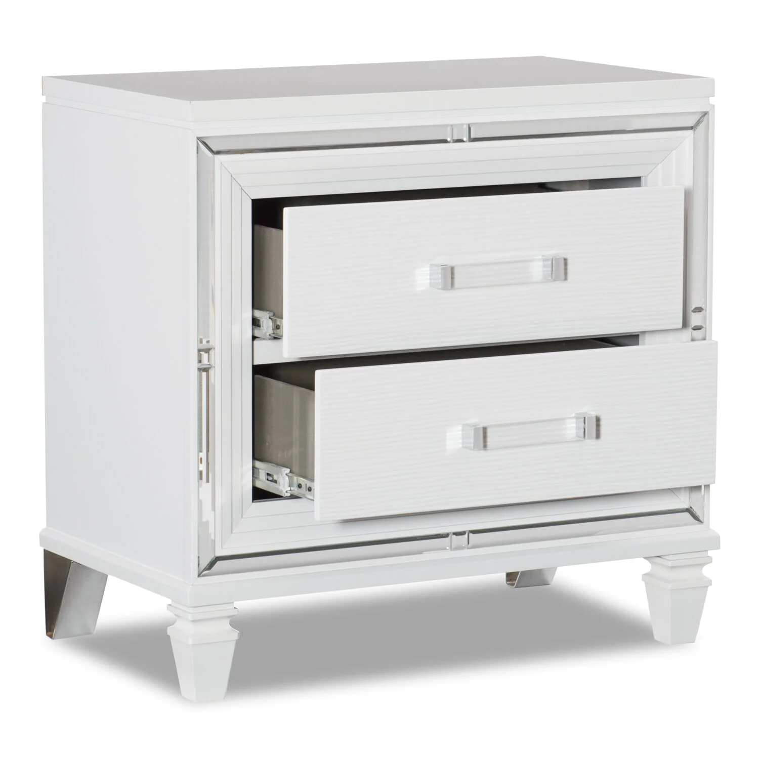 Max Bedside 2-Drawer Nightstand, 30"W x 30"H, Glam - White