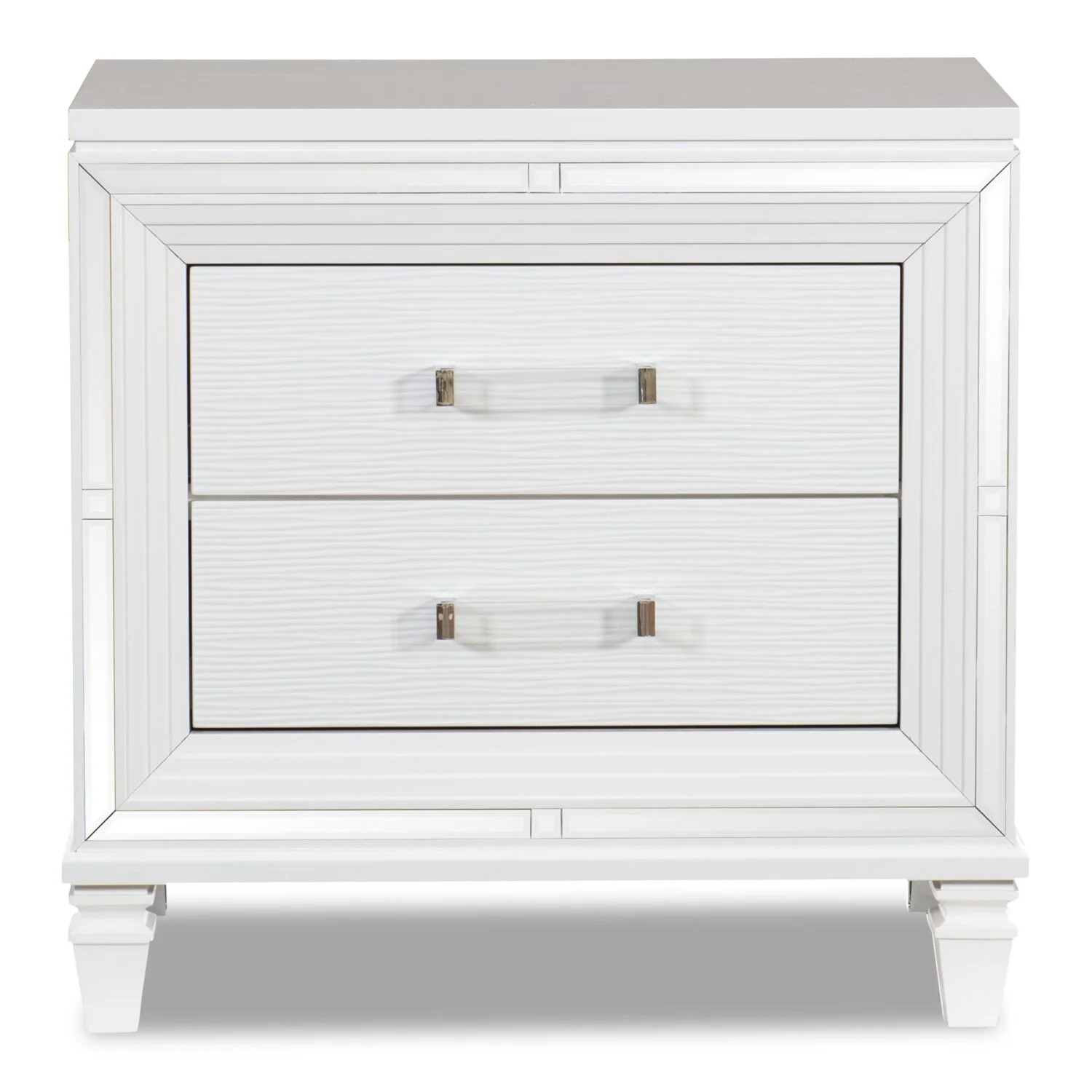 Max Bedside 2-Drawer Nightstand, 30"W x 30"H, Glam - White
