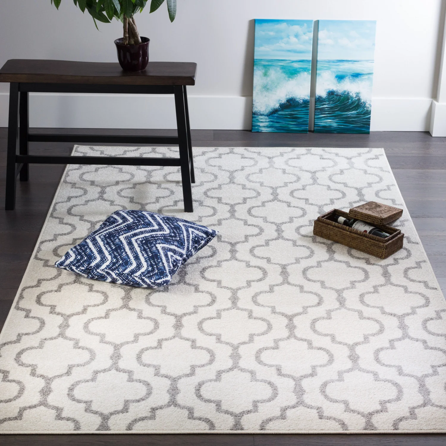 Lav Lat White 3x5 Area Rug