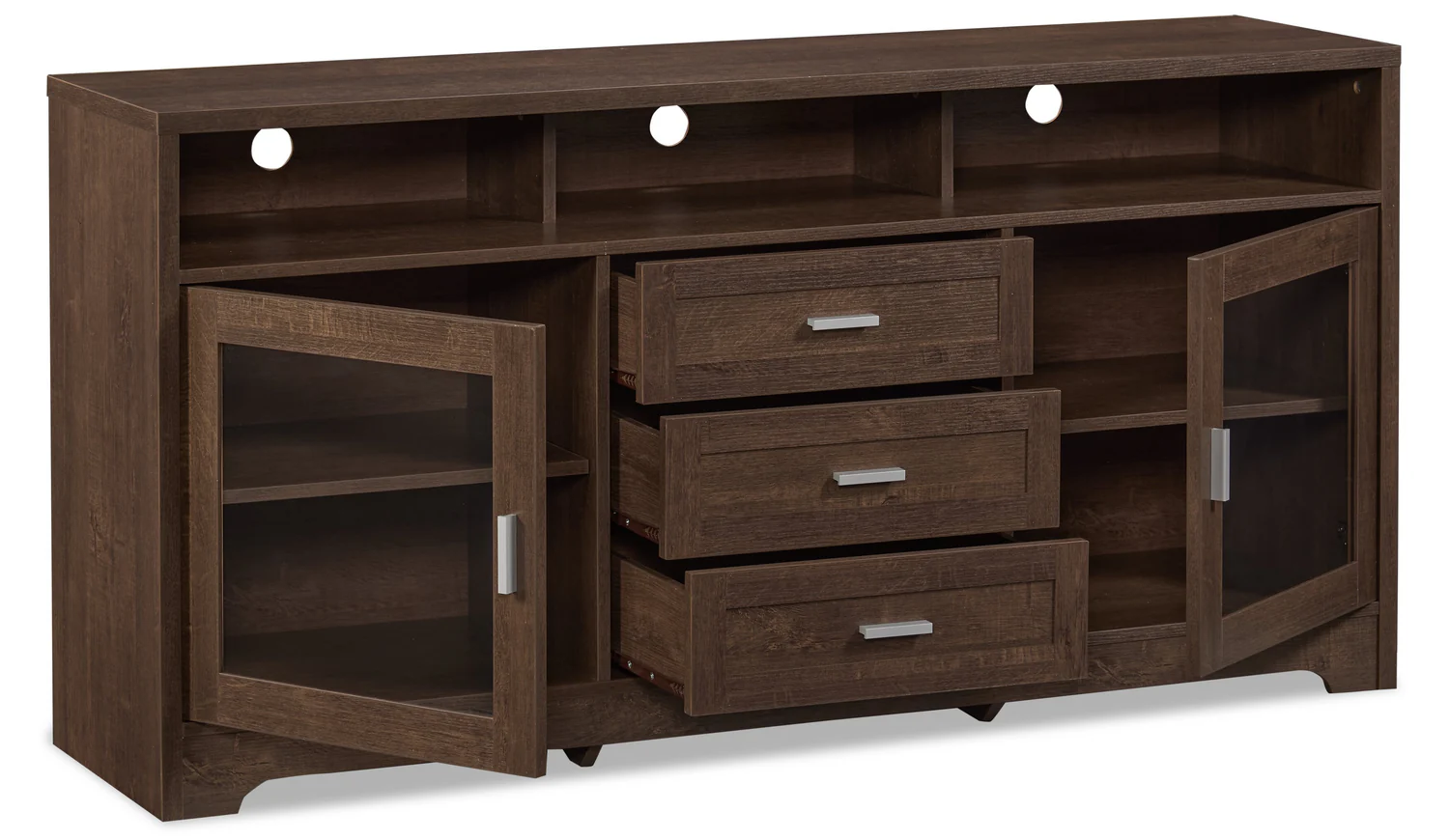 Melody 60" TV Stand with Storage and Cable Management for TVs up to 65"- Brown